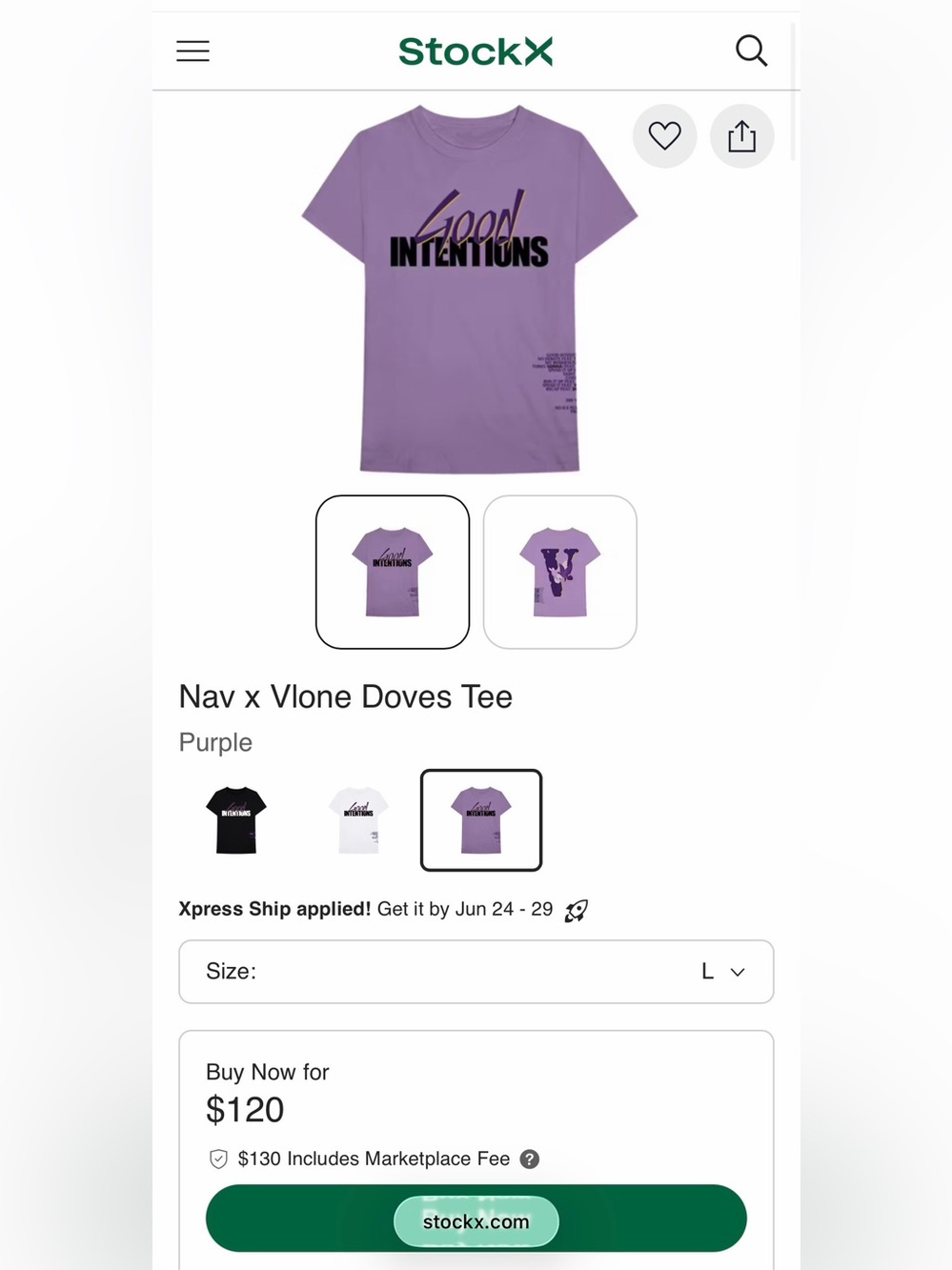 VLONE Good Intentions Purple Short Sleeve Tee